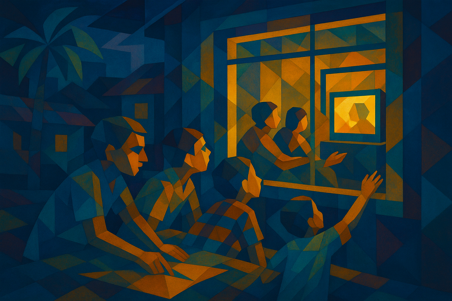 Geometric Night at the Window